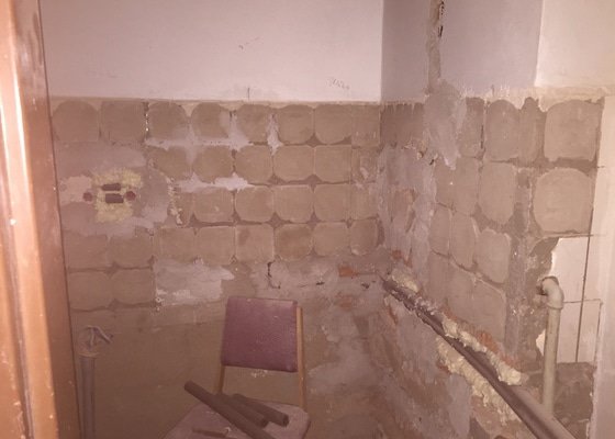 Rekonstrukce bytu 3 pokoje - steny a obklad koupelny + zachod