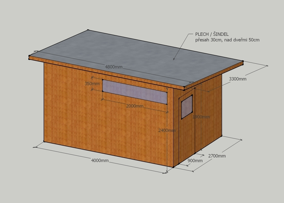 Zahradní domek 4x2.7m - stav před realizací