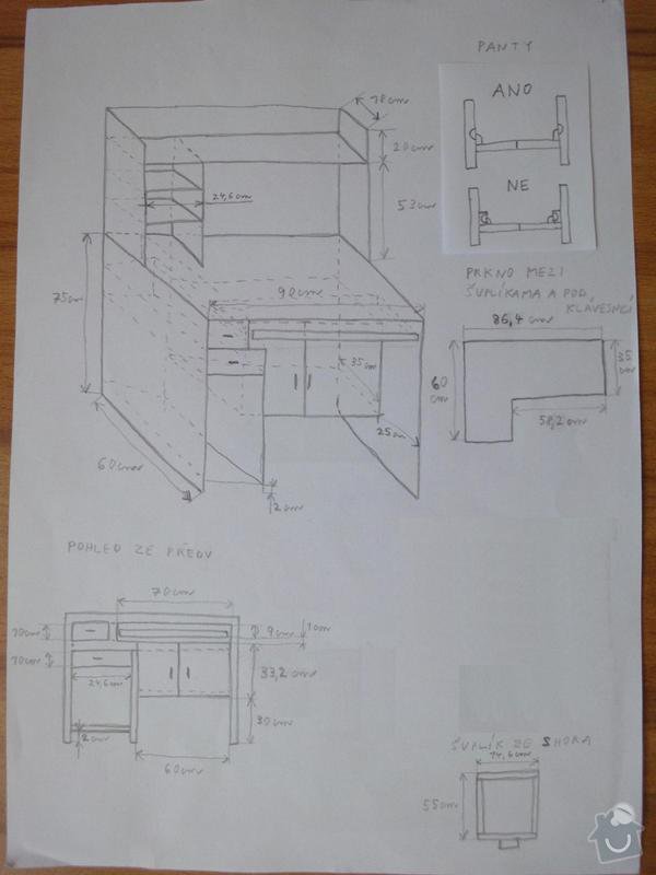 Výroba psacího stolu: nákres_1