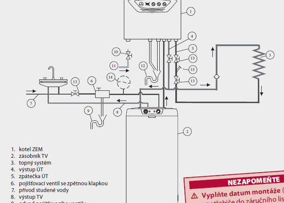 Kotel Geminox - výměna vadného přepouštěcího ventilu + úprava zapojení vody do kotle