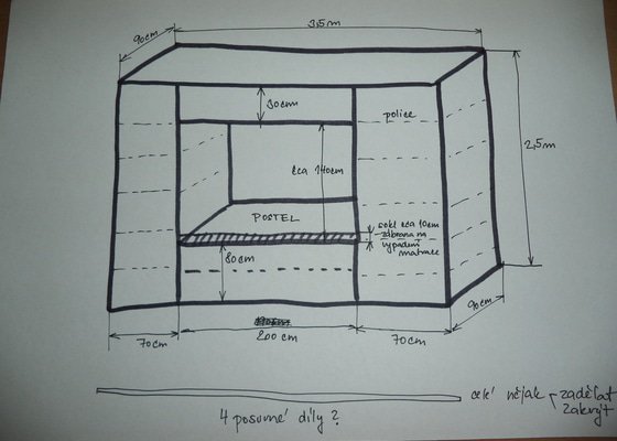 Výroba vestavné skříně s postelí skrytou za posuvnými panely