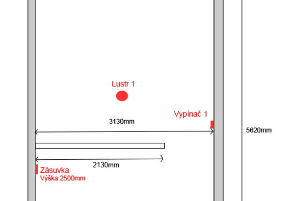 Doplňující elektroistalace, vyvedení světla a vypínače, byt po rekonstrukci