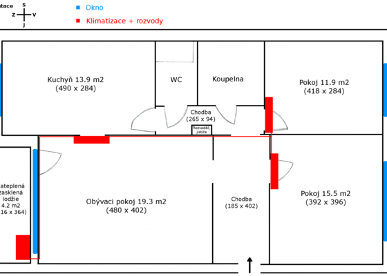 Realizace klimatizace do panelového bytu 75 m2 - stav před realizací