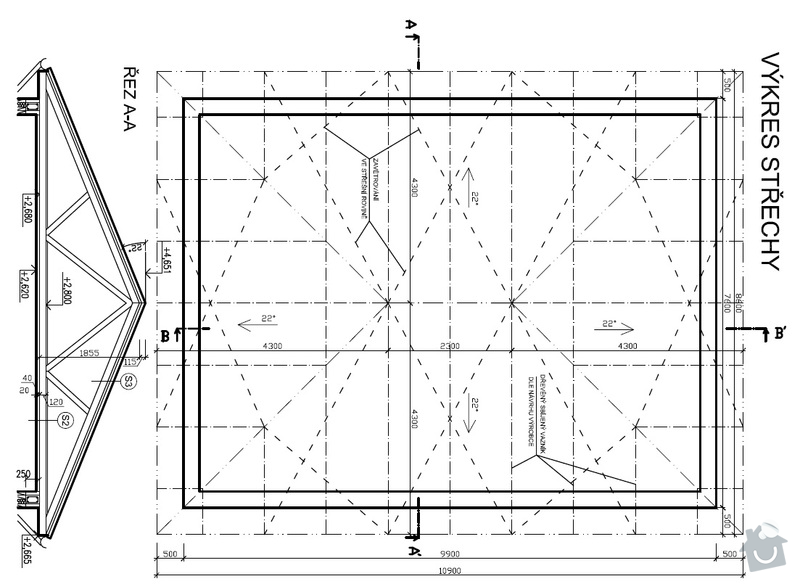 Pokládka střechy 150 m2: Vykres_strechy