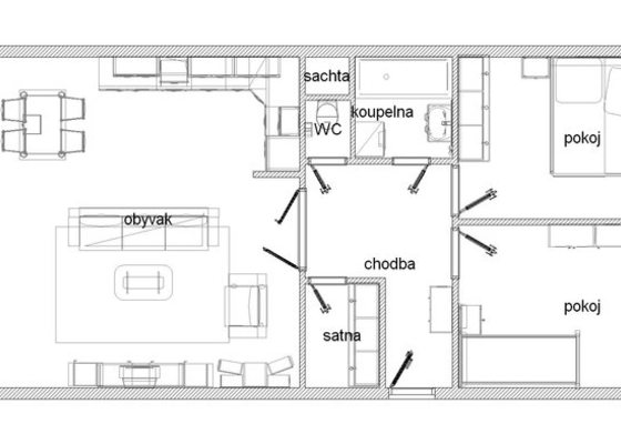 Upravu dispozice bytu + navrh interieru
