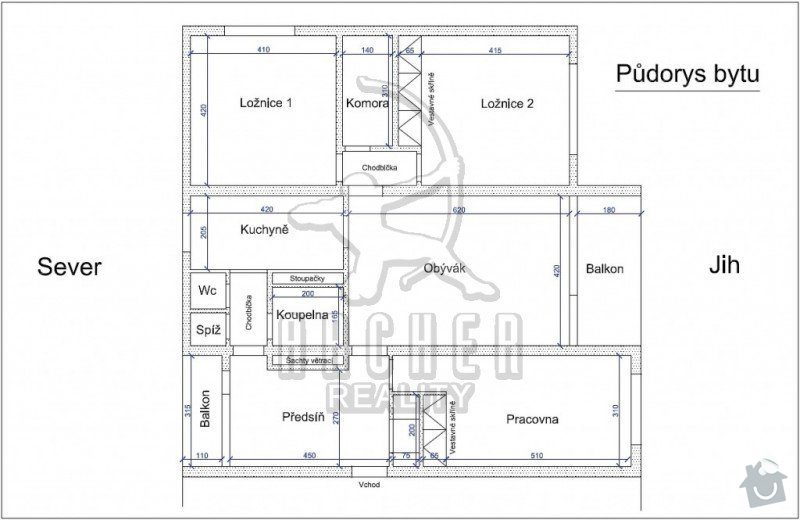 Pokládka prům. mozaiky 29 m2 a renovace parket ve 4 místnostech: planek_bytu_detska