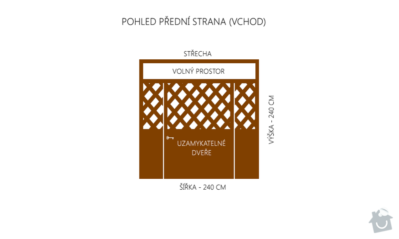 Výroba a montáž dřevěného altánu, 240 x 400 x 240 cm: predni_strana