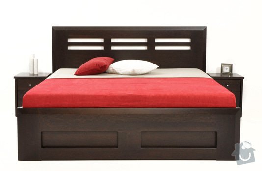 Manželská postel s výklopem z masivu: Postel1