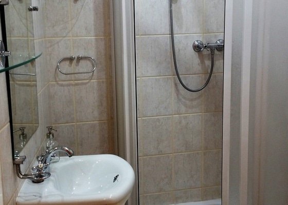 Nová dlažba a zděný sprchový kout v koupelně
