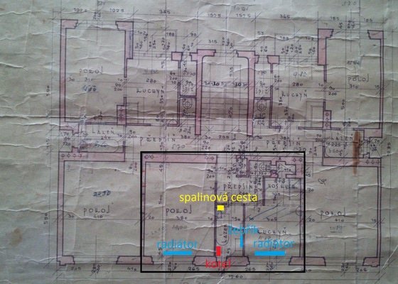 Ústřední plynové topení - byt 1+1 - stav před realizací