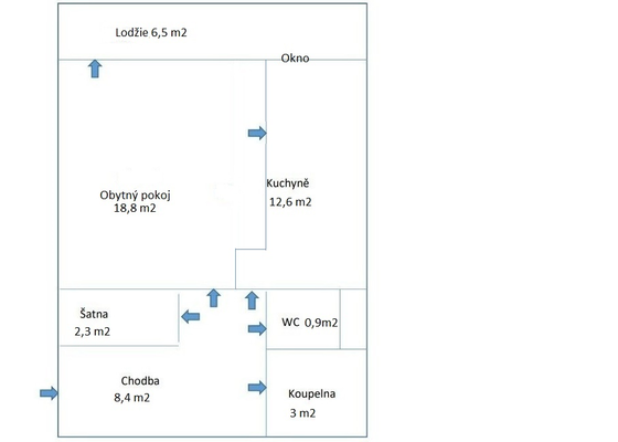 1+1 cca 55 m2 panelák Praha Řepy - rekonstrukce koupelny, wc, elektřiny, podlahy, vymalování