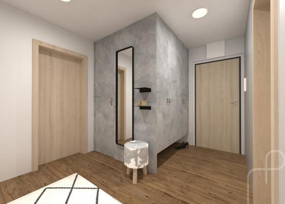 Návrh interiéru panelového bytu (koupelna, wc, předsíň)
