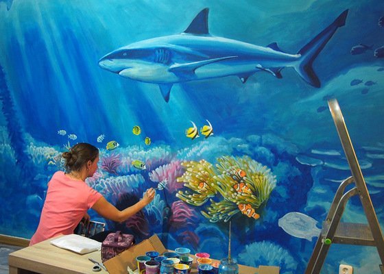 Podmořský svět - malba na stěnu pokoje