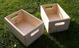 Dřevěné krabice/bedýnky z masivu - stav před realizací