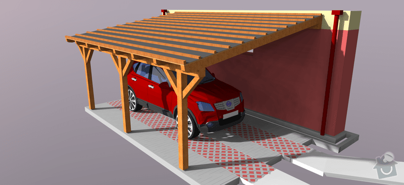 Konstrukce garazoveho stani - pristresek: stani14x14-1