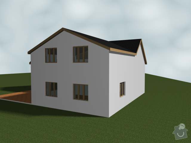 Dostaveni zdi, plus krov a napojeni na stavajici strechu. Dodelani podlahy na nosnou konstrukci z Hurdisek. Terasy.: 2