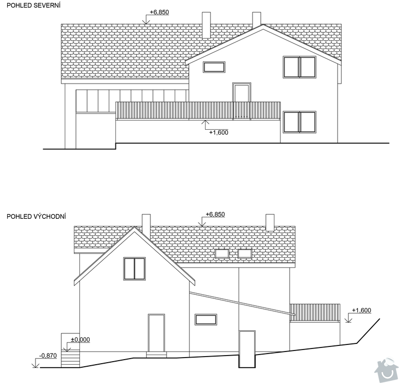 Dostaveni zdi, plus krov a napojeni na stavajici strechu. Dodelani podlahy na nosnou konstrukci z Hurdisek. Terasy.: pohledy