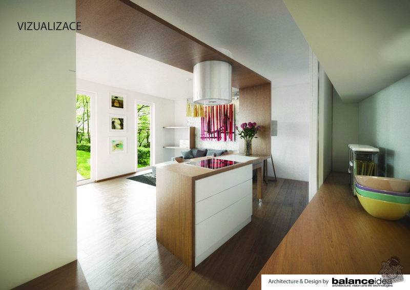 Kuchyňská linka, obývací stěna, dle zadání designového návrhu: vizualizace-02