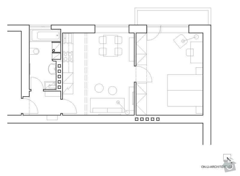 Návrh interiéru funkcionalistického bytu : Pudorys