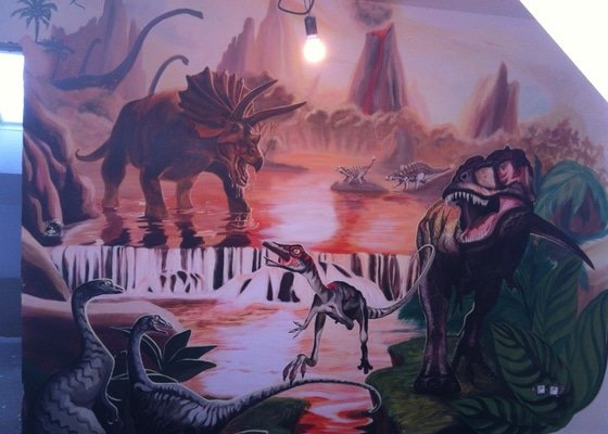 Malba v dětském pokoji - Dinosauři