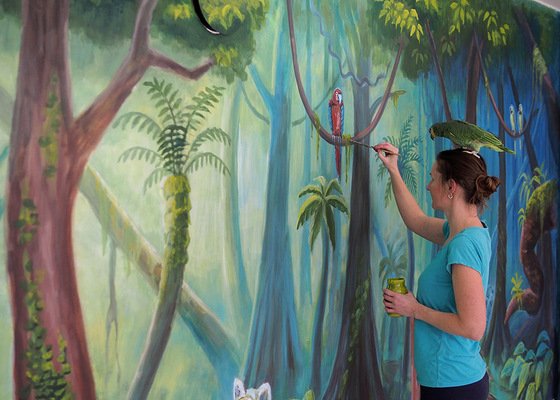 Džungle - malba na stěnu obývacího pokoje