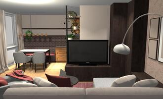 Bydlení pro moderní zralou dámu - propojení obývacího pokoje s kuchyní