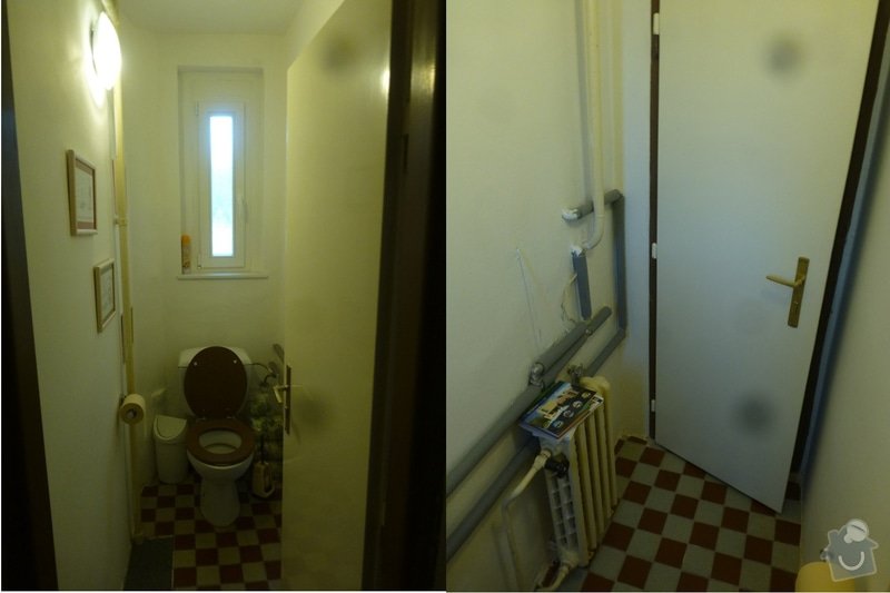 Rekonstrukce koupelny cca  5,5 m2 a WC cca 1,5 m2, v koupelně hliněné omítky: WC-komplet