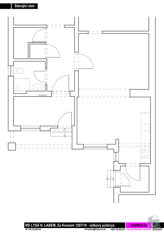 Studie dispozice přízemí RD: 01-stavajici_stav