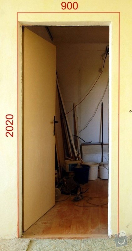 Výřez 2 ks zárubní / úprava stavebního otvoru v panelu pro nové dveře.: Dvere_pokoj