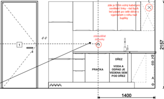 Příprava rozvodů pro kuchyň - stav před realizací