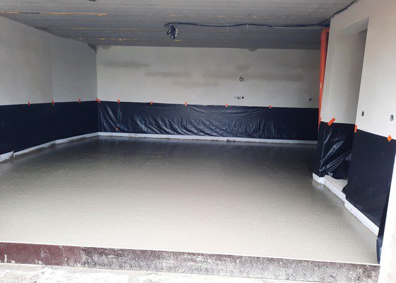 Leštěný beton v garáži novostavby, 45 m2, Rousínov