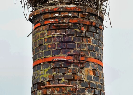 Sanace komína a obnova čapího hnízda na komíně v Ronově nad Doubravou