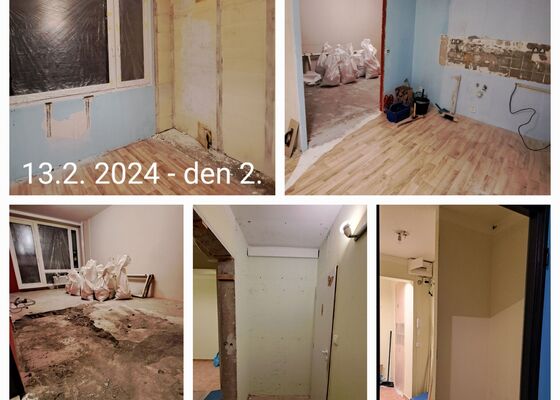 Rekonstrukce panelového bytu - kuchyně, obývací pokoj, předsíň