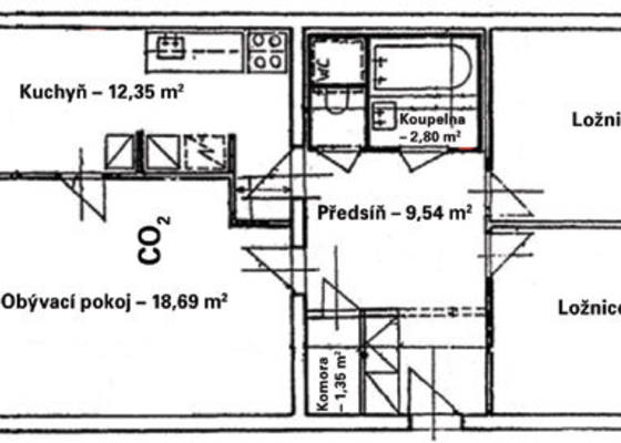 Kompletni rekonstrukce bytu, panel, 3+1 - stav před realizací