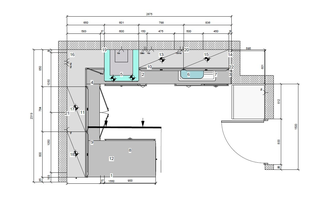 Příprava instalací (elektro, voda, odpad) pro kuchyňskou linku - stav před realizací