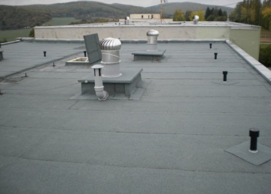 Hydroizolace střechy, oprava chodníku, fasády