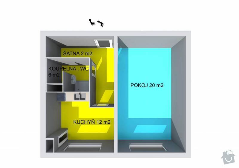 Rekonstrukce bytu 1+1 40m2: fleischnerova