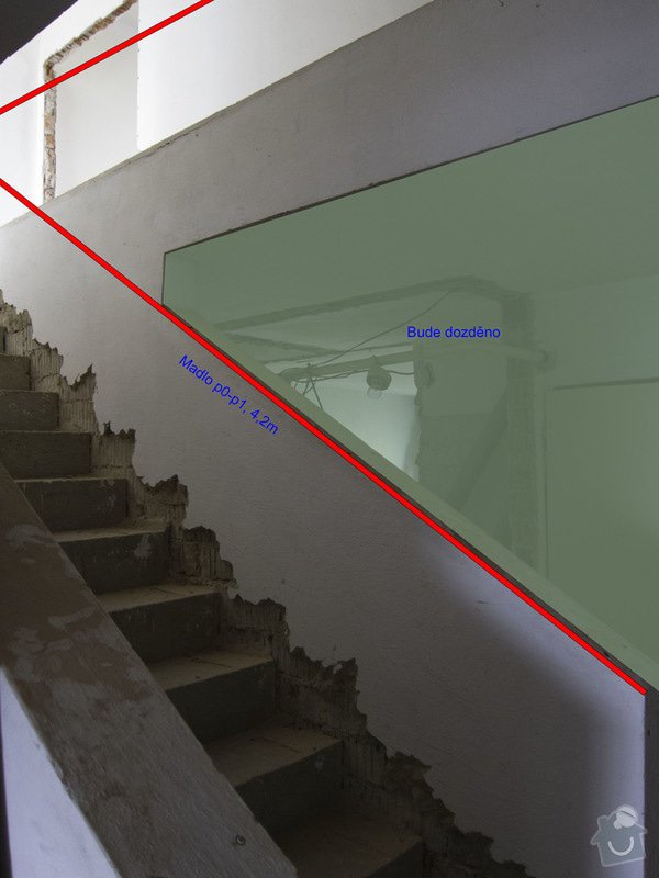 Obložení betonového schodiště a nové zábradlí: 0p-b