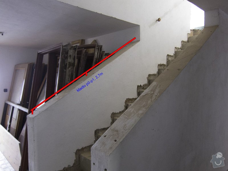 Obložení betonového schodiště a nové zábradlí: 0p-a