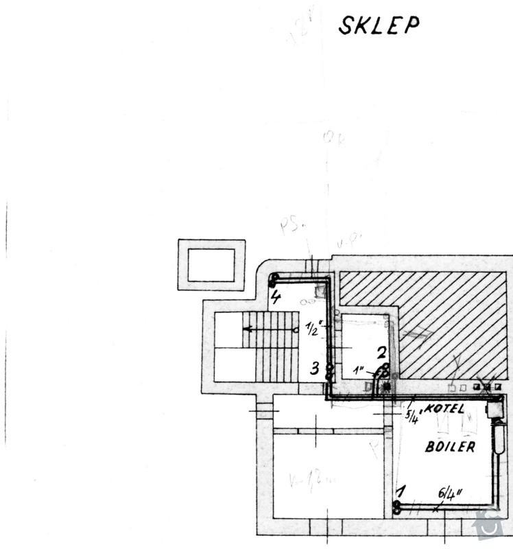 Podlahové topení (3 pokoje a koupelna), 45 m2: sklep-topeni