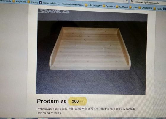 Prebalovaci nastavny pult na komodu - stav před realizací