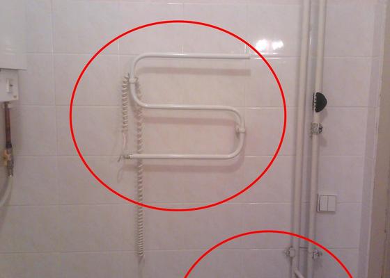 Výměna ventilů na radiátorech, výměna radiátoru v koupelně - stav před realizací