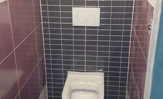 Obložení koupelny a WC, montáž sanity