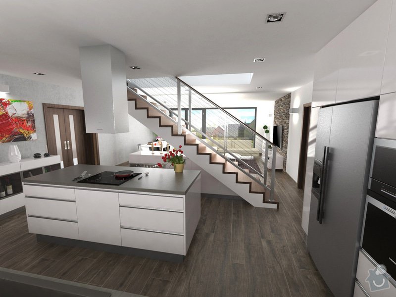 Návrh interieru - obývací pokoj s kuchyňskou linkou: Vizualizace_4