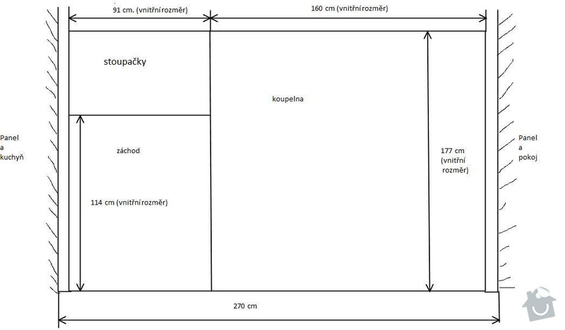 Rekonstrukce bytového jádra: nacrtek_koupelna