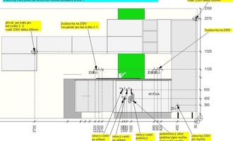 Rozvod elektroinstalace v nové kuchyni + revize - stav před realizací