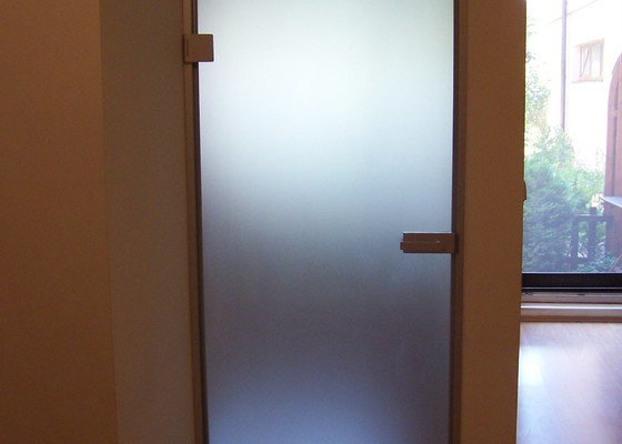 Skleněné dveře a část prosklené zdi