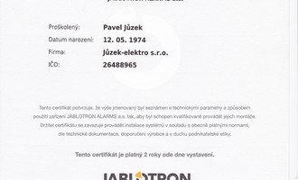 Dodávka a montáž bezdrátového elektronického zabezpečovacího systému JA-100 Jablotron.